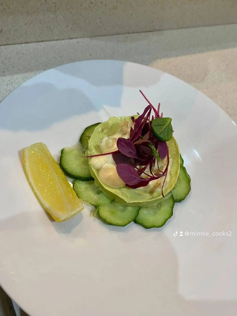 Cucumber and prawn starter